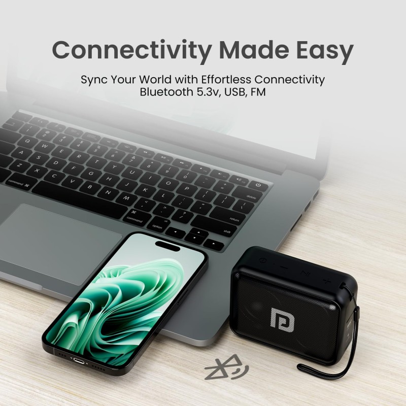 Portronics Dynamo 8W Portable Stereo Speaker with TWS, Upto 10 Hours Playback, USB Music, FM Radio & Clear Bass Sound, Inbuilt Mic, Bluetooth 5.3v, Water Resistant (Black) Portronics Dynamo 8W Portable Stereo Speaker with TWS, Upto 10 Hours Playback, USB Music, FM Radio & Clear Bass Sound, Inbuilt Mic, Bluetooth 5.3v, Water Resistant (Black)