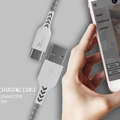 Syska CCCP10 1.5m Type-C Cable 2.4A Fast Charging (Grey White)
