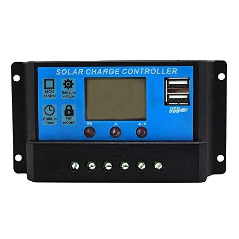 ELEPHANTBOAT® ABS 30A 12V 24V Solar Panel Charger Controller Battery Regulator Dual USB LCD Display (Blue) ELEPHANTBOAT® ABS 30A 12V 24V Solar Panel Charger Controller Battery Regulator Dual USB LCD Display (Blue)