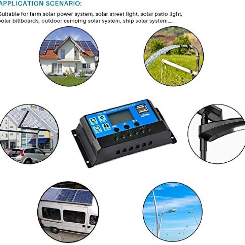 ELEPHANTBOAT® ABS 30A 12V 24V Solar Panel Charger Controller Battery Regulator Dual USB LCD Display (Blue) ELEPHANTBOAT® ABS 30A 12V 24V Solar Panel Charger Controller Battery Regulator Dual USB LCD Display (Blue)