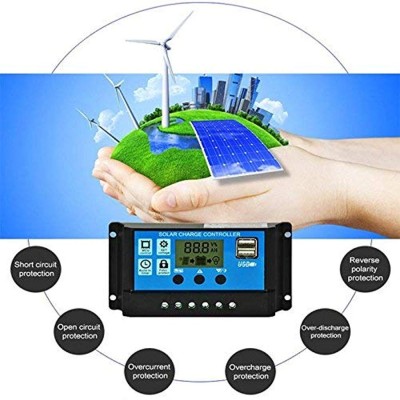 ELEPHANTBOAT® ABS 30A 12V 24V Solar Panel Charger Controller Battery Regulator Dual USB LCD Display (Blue) ELEPHANTBOAT® ABS 30A 12V 24V Solar Panel Charger Controller Battery Regulator Dual USB LCD Display (Blue)