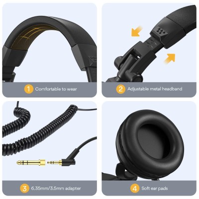 MAONO AU-MH501 Over-Ear Wired Studio Headphones, Stereo Monitor Closed Back Headsets with 50mm Driver and Lightweight Foldable Design for Gaming, Singing, Microphone Recording, Mobile, PC (Black) MAONO AU-MH501 Over-Ear Wired Studio Headphones, Stereo Monitor Closed Back Headsets with 50mm Driver and Lightweight Foldable Design for Gaming, Singing, Microphone Recording, Mobile, PC (Black)