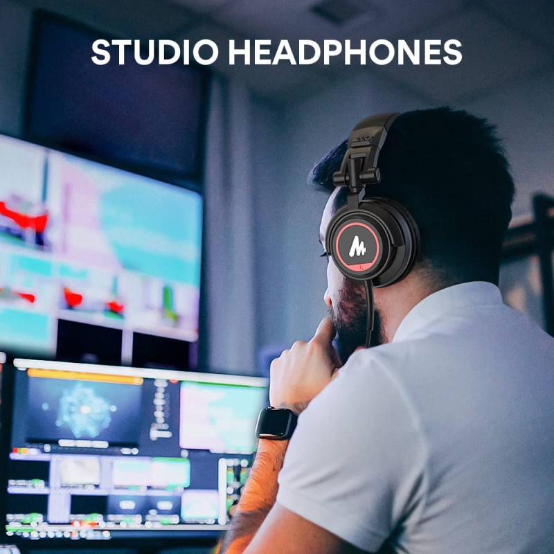 MAONO AU-MH501 Over-Ear Wired Studio Headphones, Stereo Monitor Closed Back Headsets with 50mm Driver and Lightweight Foldable Design for Gaming, Singing, Microphone Recording, Mobile, PC (Black) MAONO AU-MH501 Over-Ear Wired Studio Headphones, Stereo Monitor Closed Back Headsets with 50mm Driver and Lightweight Foldable Design for Gaming, Singing, Microphone Recording, Mobile, PC (Black)