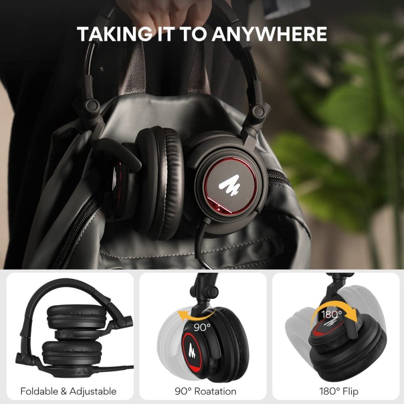 MAONO AU-MH501 Over-Ear Wired Studio Headphones, Stereo Monitor Closed Back Headsets with 50mm Driver and Lightweight Foldable Design for Gaming, Singing, Microphone Recording, Mobile, PC (Black) MAONO AU-MH501 Over-Ear Wired Studio Headphones, Stereo Monitor Closed Back Headsets with 50mm Driver and Lightweight Foldable Design for Gaming, Singing, Microphone Recording, Mobile, PC (Black)