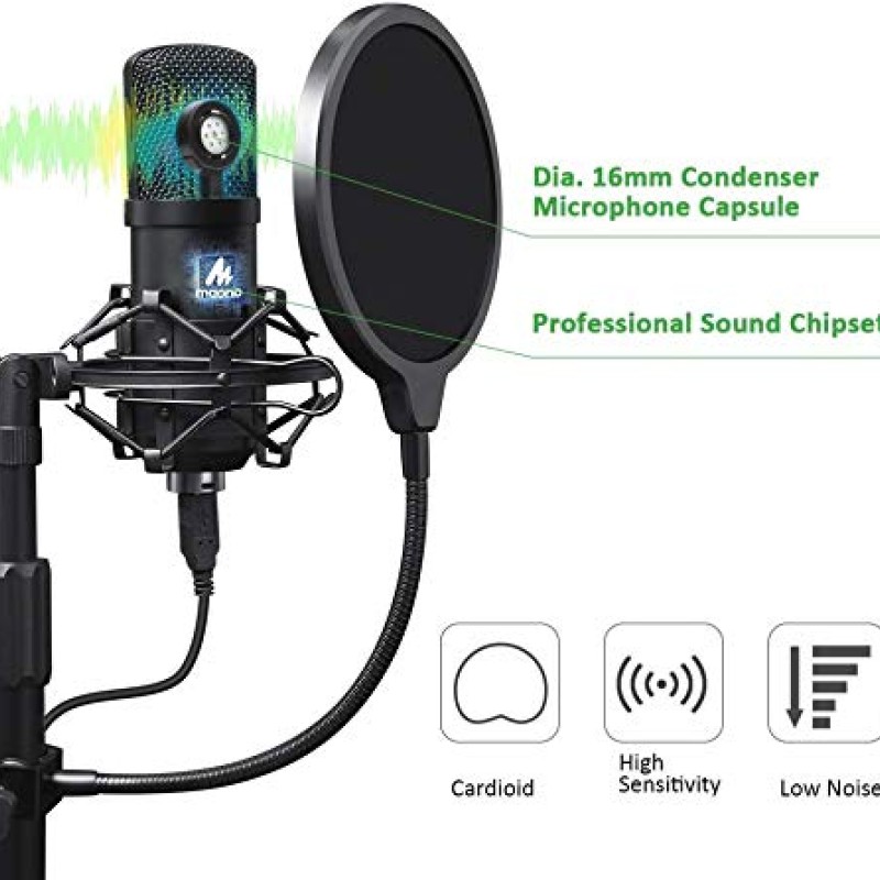 Maono AU-A04T USB Condenser Podcast PC Microphone Kit with Pop Filter and Stand for Computer, YouTube and Gaming Recording Maono AU-A04T USB Condenser Podcast PC Microphone Kit with Pop Filter and Stand for Computer, YouTube and Gaming Recording