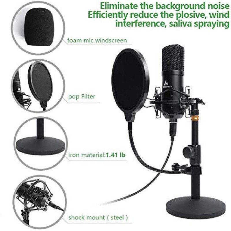 Maono AU-A04T USB Condenser Podcast PC Microphone Kit with Pop Filter and Stand for Computer, YouTube and Gaming Recording Maono AU-A04T USB Condenser Podcast PC Microphone Kit with Pop Filter and Stand for Computer, YouTube and Gaming Recording