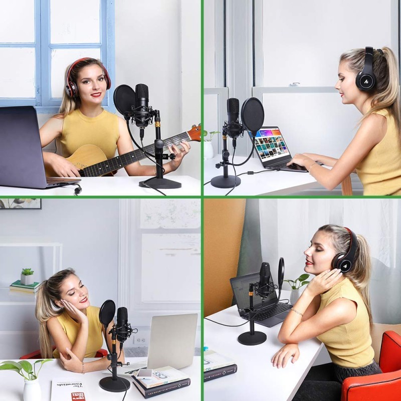 Maono AU-A04T USB Condenser Podcast PC Microphone Kit with Pop Filter and Stand for Computer, YouTube and Gaming Recording Maono AU-A04T USB Condenser Podcast PC Microphone Kit with Pop Filter and Stand for Computer, YouTube and Gaming Recording