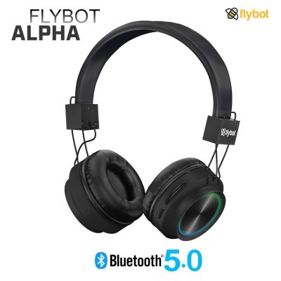 Flybot Alpha Wireless Over Ear Bluethooth Headphone with Mic IPX5 Rated with HD Sound and LED Light Design (Black) Flybot Alpha Wireless Over Ear Bluethooth Headphone with Mic IPX5 Rated with HD Sound and LED Light Design (Black)