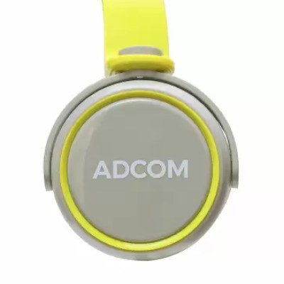 Adcom AD-28038 Junior Wired On-Ear Stereo Headphones with Microphone, Adjustable Leather Padded Cushions and 40mm Drivers (Grey/Green)