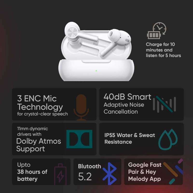 OnePlus Buds Z2 Bluetooth Truly Wireless in Ear Earbuds with mic, Active Noise Cancellation, 10 Minutes Flash Charge & Upto 38 Hours Battery (Pearl White) OnePlus Buds Z2 Bluetooth Truly Wireless in Ear Earbuds with mic, Active Noise Cancellation, 10 Minutes Flash Charge & Upto 38 Hours Battery (Pearl White)
