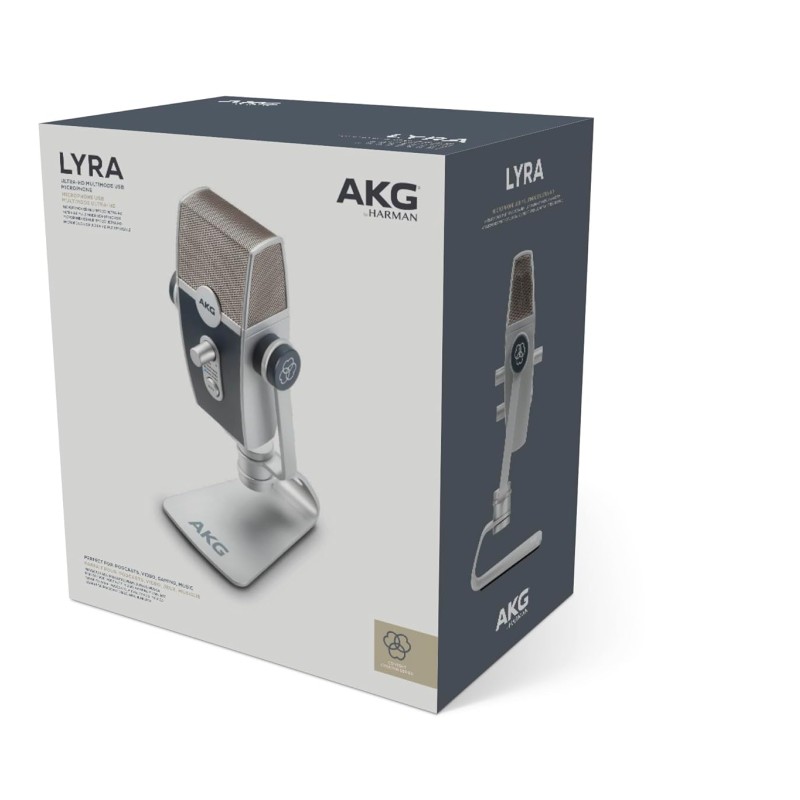 AKG Lyra Ultra-HD, Four Capsule, Multi-Capture Mode, USB-C Condenser Microphone for Calling, Recording and Streaming, WEB CONFERENCING & VOIP AKG Lyra Ultra-HD, Four Capsule, Multi-Capture Mode, USB-C Condenser Microphone for Calling, Recording and Streaming, WEB CONFERENCING & VOIP
