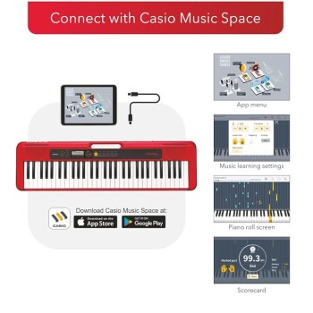 Casio CT-S200 Casiotone 61-Key Portable Keyboard with Piano tones, Red