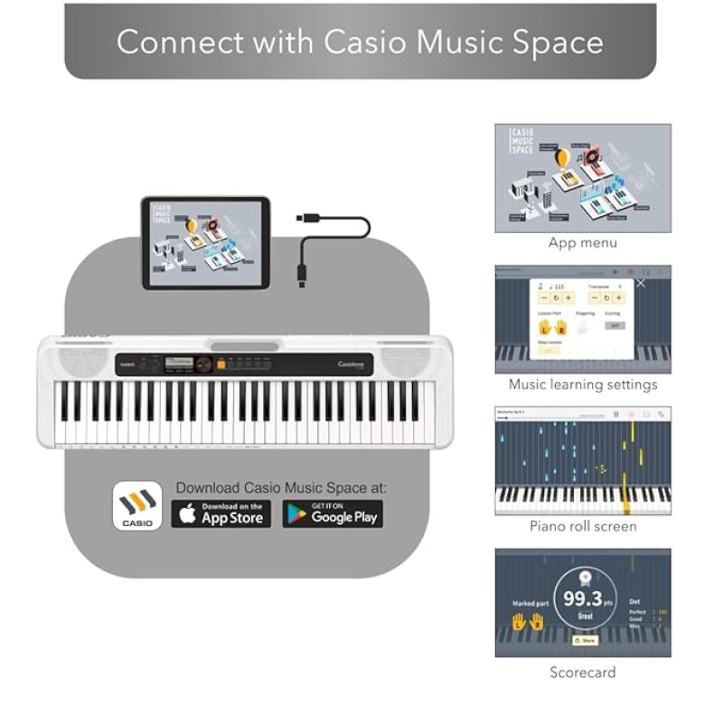 Casio CT-S200 61-Key Portable Keyboard, White Casio CT-S200 61-Key Portable Keyboard, White