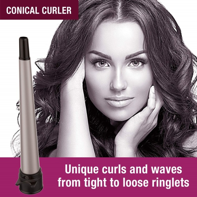 Havells 5-in-1 Multi Styling Kit - Straightener, Curler, Crimper, Conical Curler & Volume Brush, for Multiple Hair Styles, Silver/Black, HC4045 Havells 5-in-1 Multi Styling Kit - Straightener, Curler, Crimper, Conical Curler & Volume Brush, for Multiple Hair Styles, Silver/Black, HC4045
