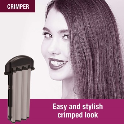 Havells 5-in-1 Multi Styling Kit - Straightener, Curler, Crimper, Conical Curler & Volume Brush, for Multiple Hair Styles, Silver/Black, HC4045 Havells 5-in-1 Multi Styling Kit - Straightener, Curler, Crimper, Conical Curler & Volume Brush, for Multiple Hair Styles, Silver/Black, HC4045