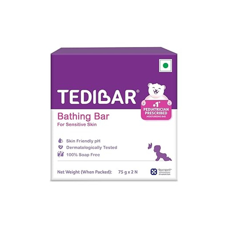 Tedibar Baby Bathing Bar | For Baby�s Sensitive Skin | Gentle Cleansing, Skin-friendly, pH 5.5, 75gm, Pack of 2 Tedibar Baby Bathing Bar | For Baby�s Sensitive Skin | Gentle Cleansing, Skin-friendly, pH 5.5, 75gm, Pack of 2