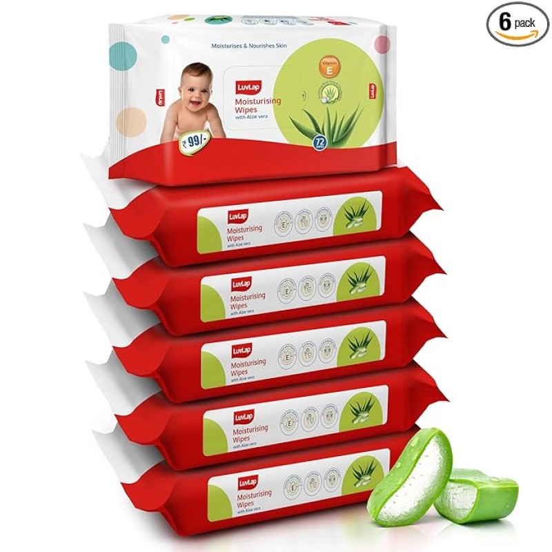 LuvLap Paraben Free Baby Wipes with Aloe Vera (72 Wipes/Pack, Pack of 6) LuvLap Paraben Free Baby Wipes with Aloe Vera (72 Wipes/Pack, Pack of 6)