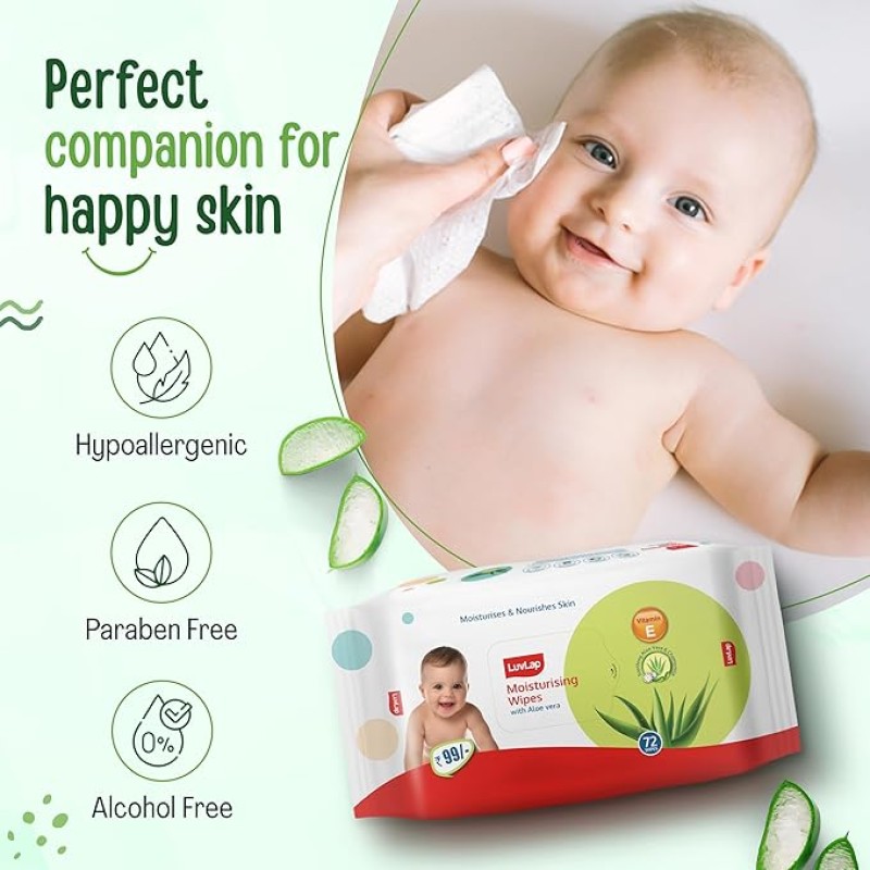 LuvLap Paraben Free Baby Wipes with Aloe Vera (72 Wipes/Pack, Pack of 6) LuvLap Paraben Free Baby Wipes with Aloe Vera (72 Wipes/Pack, Pack of 6)