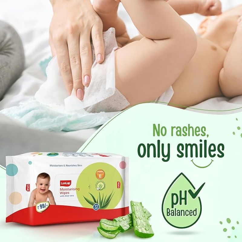 LuvLap Paraben Free Baby Wipes with Aloe Vera (72 Wipes/Pack, Pack of 6) LuvLap Paraben Free Baby Wipes with Aloe Vera (72 Wipes/Pack, Pack of 6)