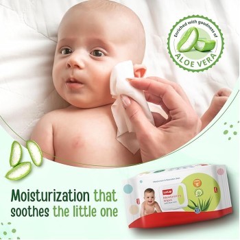 LuvLap Paraben Free Baby Wipes with Aloe Vera, with Fliptop Lid (72 Wipes/Pack, Pack of 6)