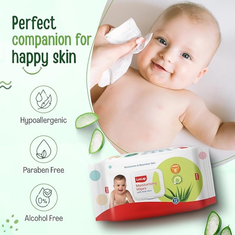 LuvLap Paraben Free Baby Wipes with Aloe Vera, with Fliptop Lid (72 Wipes/Pack, Pack of 6) LuvLap Paraben Free Baby Wipes with Aloe Vera, with Fliptop Lid (72 Wipes/Pack, Pack of 6)