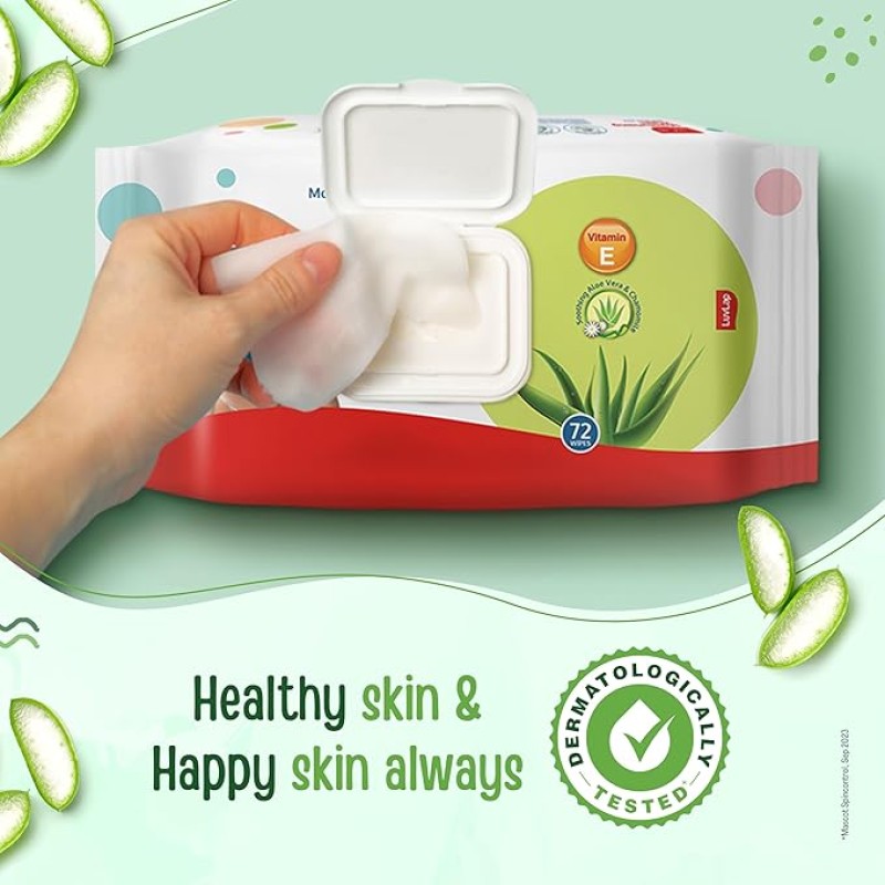 LuvLap Paraben Free Baby Wipes with Aloe Vera, with Fliptop Lid (72 Wipes/Pack, Pack of 6) LuvLap Paraben Free Baby Wipes with Aloe Vera, with Fliptop Lid (72 Wipes/Pack, Pack of 6)