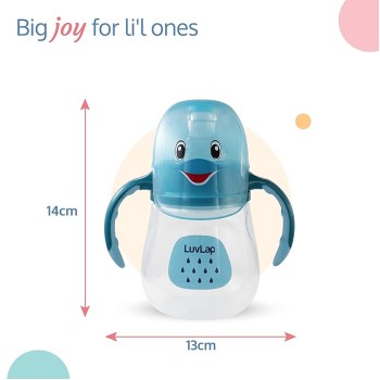 LuvLap Little Dolphin Sipper, Soft Silicone Spout, Anti-Spill, Colour, 210Ml, 6M+, Blue