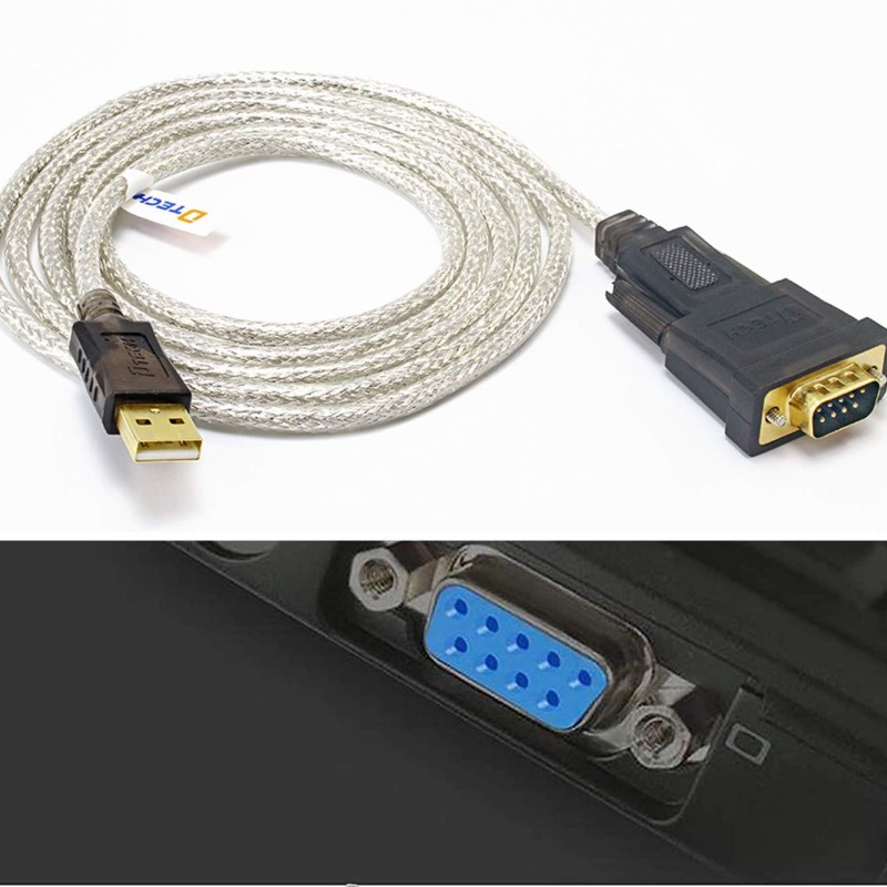 DTECH 6 Feet Serial Cable USB to DB9 RS232 Port Adapter Supports Windows 10 8 7 Mac (1.8m)