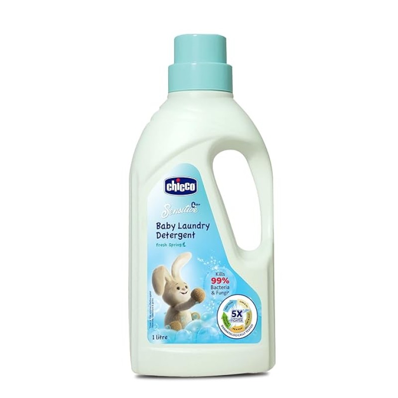 Chicco Baby Liquid Laundry Detergent, 5X Stain & Germ Fighter, Kills 99% Of Germs, Dermatologically Tested For Effective & Gentle Cleaning, Fresh Spring (1 L) Chicco Baby Liquid Laundry Detergent, 5X Stain & Germ Fighter, Kills 99% Of Germs, Dermatologically Tested For Effective & Gentle Cleaning, Fresh Spring (1 L)