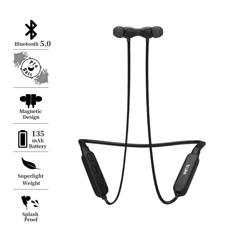 truke Yoga 2 in-Ear Neckband Wireless Bluetooth Earphones with Mic (Black) truke Yoga 2 in-Ear Neckband Wireless Bluetooth Earphones with Mic (Black)