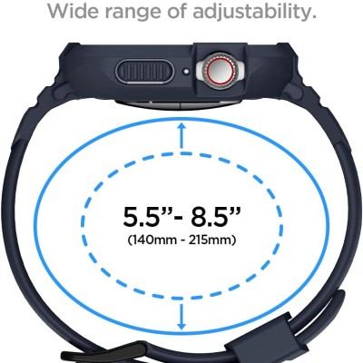 Spigen Rugged Armor Pro Case & Strap for Apple Watch Series 9/8/7 (45mm) | Series SE2/6/SE/5/4 (44mm) - Chacoal Gray (Watch not included)