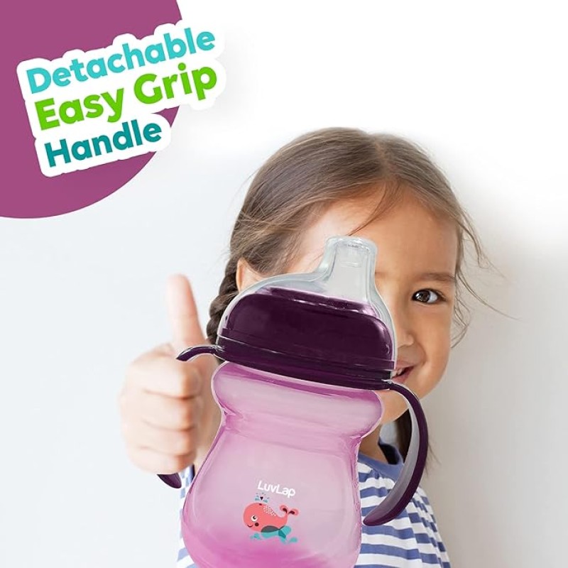 LuvLap Moby Little Spout Sipper for Infant/Toddler, 240ml, Anti-Spill Sippy Cup with Soft Silicone Spout BPA Free, 6m+ (Pink) LuvLap Moby Little Spout Sipper for Infant/Toddler, 240ml, Anti-Spill Sippy Cup with Soft Silicone Spout BPA Free, 6m+ (Pink)