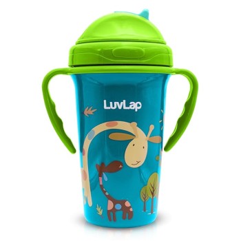LuvLap Tiny Giffy Sippy Cup, Silicone Straw, BPA Free, 300 ml 18m+ (Green)