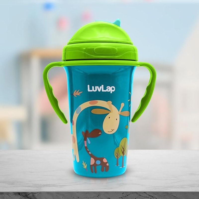 LuvLap Tiny Giffy Sippy Cup, Silicone Straw, BPA Free, 300 ml 18m+ (Green) LuvLap Tiny Giffy Sippy Cup, Silicone Straw, BPA Free, 300 ml 18m+ (Green)