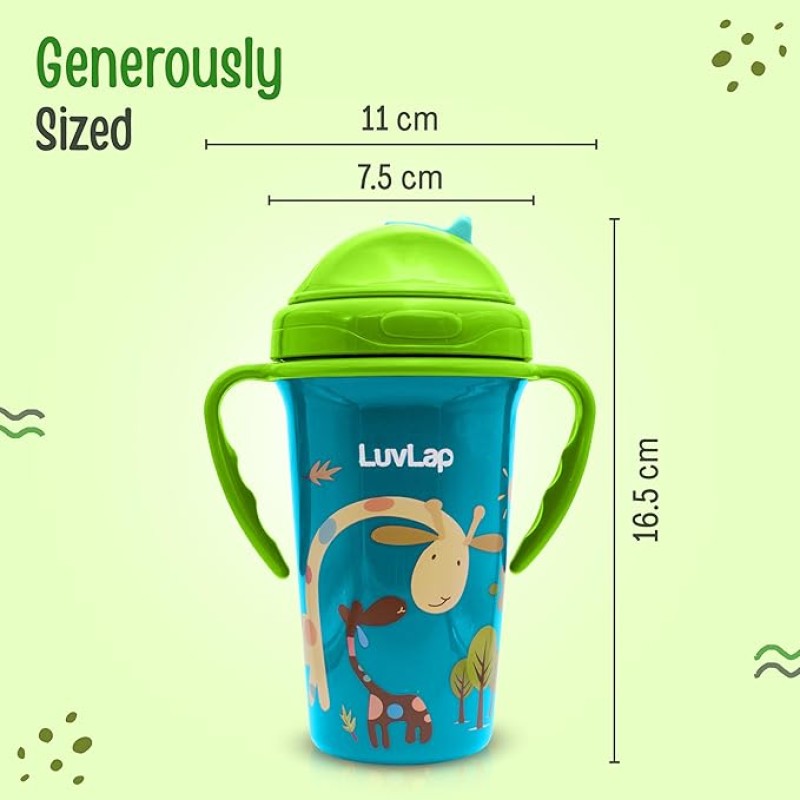 LuvLap Tiny Giffy Sippy Cup, Silicone Straw, BPA Free, 300 ml 18m+ (Green) LuvLap Tiny Giffy Sippy Cup, Silicone Straw, BPA Free, 300 ml 18m+ (Green)