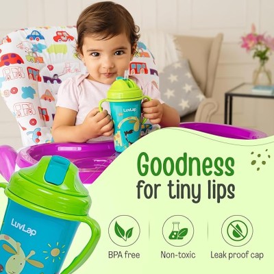 LuvLap Tiny Giffy Sippy Cup, Silicone Straw, BPA Free, 300 ml 18m+ (Green) LuvLap Tiny Giffy Sippy Cup, Silicone Straw, BPA Free, 300 ml 18m+ (Green)