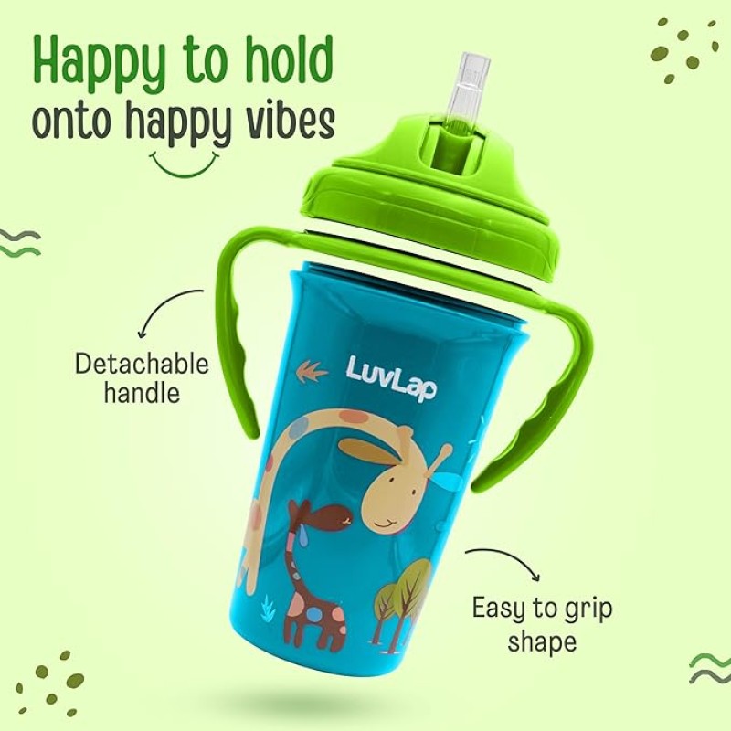 LuvLap Tiny Giffy Sippy Cup, Silicone Straw, BPA Free, 300 ml 18m+ (Green) LuvLap Tiny Giffy Sippy Cup, Silicone Straw, BPA Free, 300 ml 18m+ (Green)