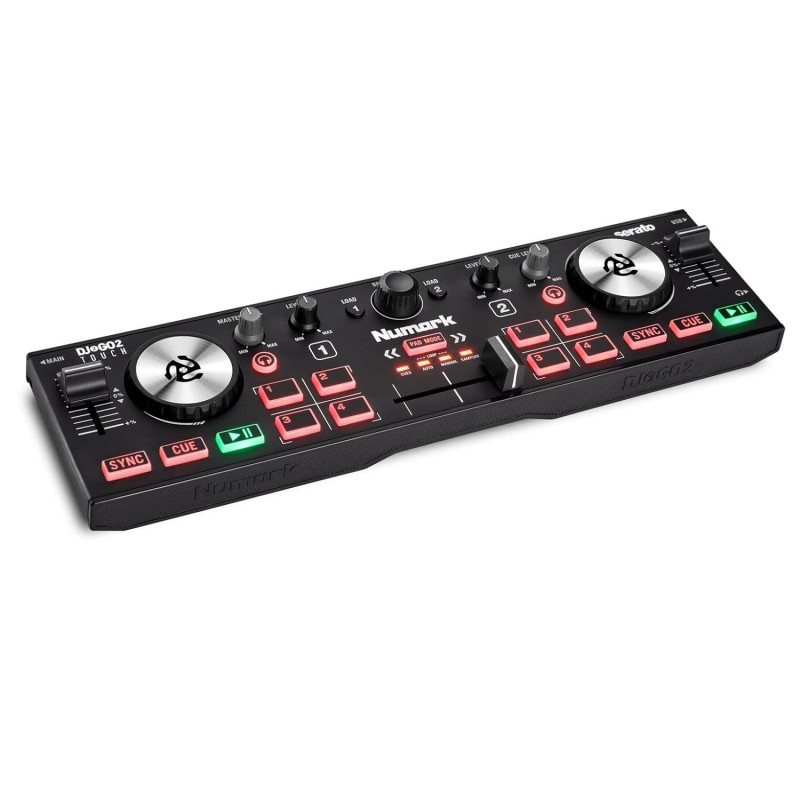 Numark DJ2GO2 Touch | Compact 2 Deck USB DJ Controller For Serato DJ with a Mixer/Crossfader, Audio Interface and Touch Capacitive Jog Wheels Numark DJ2GO2 Touch | Compact 2 Deck USB DJ Controller For Serato DJ with a Mixer/Crossfader, Audio Interface and Touch Capacitive Jog Wheels