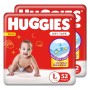 Huggies Complete Comfort Dry Tape Large (L) Size Baby Tape Diapers, Combo Pack of 2, 52 count per pack, 104 count, with 5 in 1 Comfort
