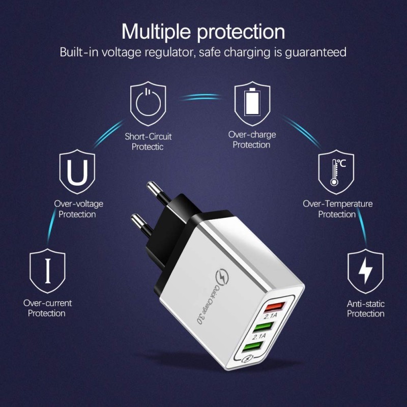Kasparus Quick Charge 3.0 USB Plug Phone Wall Fast Charger for Smart Phone,Multi-colored Kasparus Quick Charge 3.0 USB Plug Phone Wall Fast Charger for Smart Phone,Multi-colored