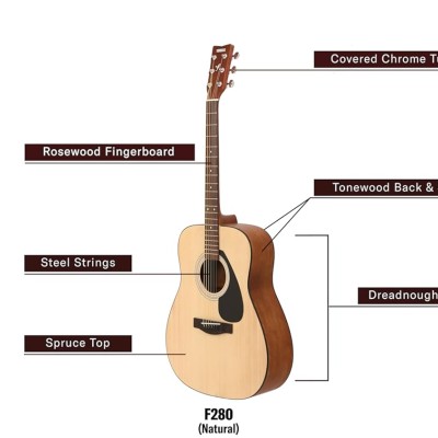 Yamaha F280 Acoustic Rosewood Guitar (Natural, Beige) Yamaha F280 Acoustic Rosewood Guitar (Natural, Beige)