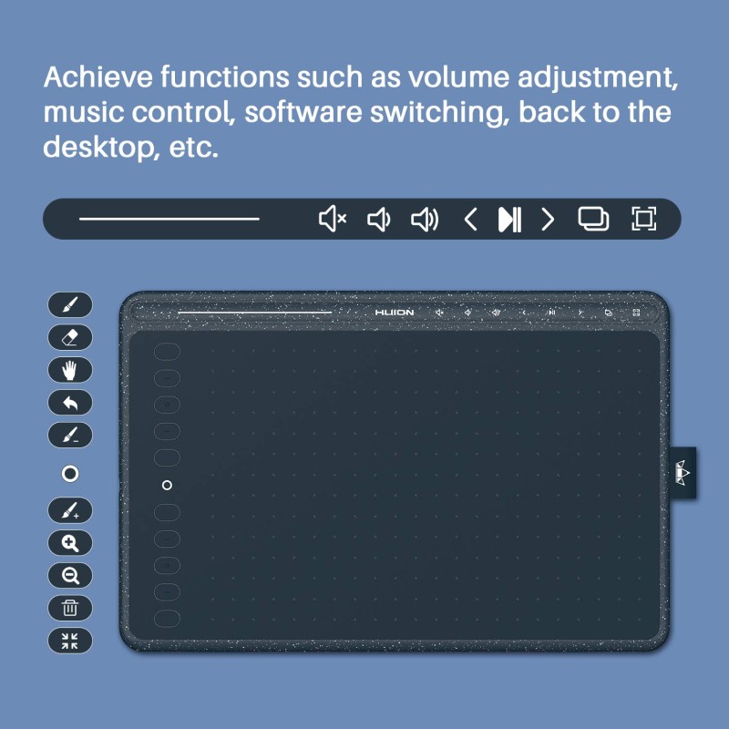 HUION HS611 Graphics Drawing Tablet 10X6 inch with 8192 Levels Battery-Free Pen, 8 Multimedia Keys and 10 Press Keys, Support Android, Ideal Use for Distance Education and Wed Conference (Blue) HUION HS611 Graphics Drawing Tablet 10X6 inch with 8192 Levels Battery-Free Pen, 8 Multimedia Keys and 10 Press Keys, Support Android, Ideal Use for Distance Education and Wed Conference (Blue)