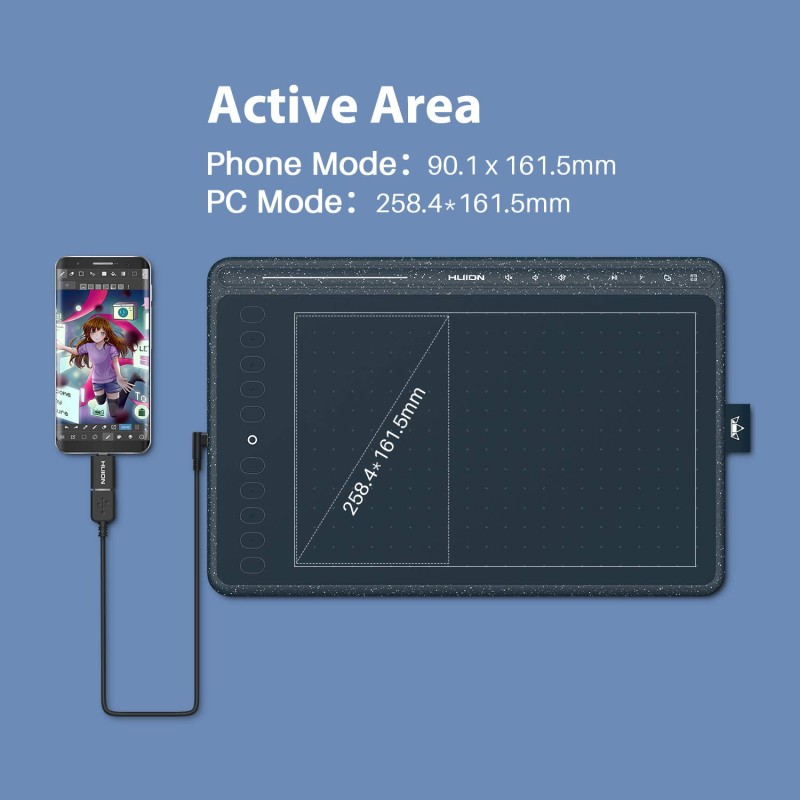 HUION HS611 Graphics Drawing Tablet 10X6 inch with 8192 Levels Battery-Free Pen, 8 Multimedia Keys and 10 Press Keys, Support Android, Ideal Use for Distance Education and Wed Conference (Blue) HUION HS611 Graphics Drawing Tablet 10X6 inch with 8192 Levels Battery-Free Pen, 8 Multimedia Keys and 10 Press Keys, Support Android, Ideal Use for Distance Education and Wed Conference (Blue)