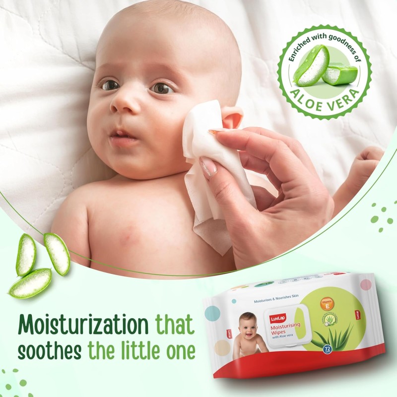 LuvLap Paraben Free Baby Wipes with Aloe Vera, with Fliptop Lid (72 Wipes/Pack) LuvLap Paraben Free Baby Wipes with Aloe Vera, with Fliptop Lid (72 Wipes/Pack)