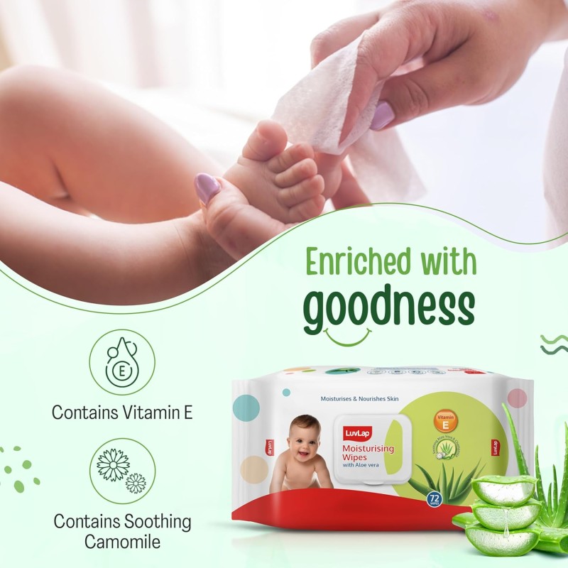 LuvLap Paraben Free Baby Wipes with Aloe Vera, with Fliptop Lid (72 Wipes/Pack) LuvLap Paraben Free Baby Wipes with Aloe Vera, with Fliptop Lid (72 Wipes/Pack)