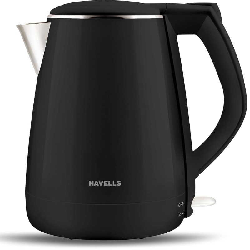 Havells Electric Kettle Aqua Plus 1250 Watts 1.2 liters , Double Layered Cool Touch Outer Body | 304 Rust Resistant SS Inner Body with Auto Shut Off | Wider Mouth | 2 Yr Manufacturer Warranty (Black) Havells Electric Kettle Aqua Plus 1250 Watts 1.2 liters , Double Layered Cool Touch Outer Body | 304 Rust Resistant SS Inner Body with Auto Shut Off | Wider Mouth | 2 Yr Manufacturer Warranty (Black)