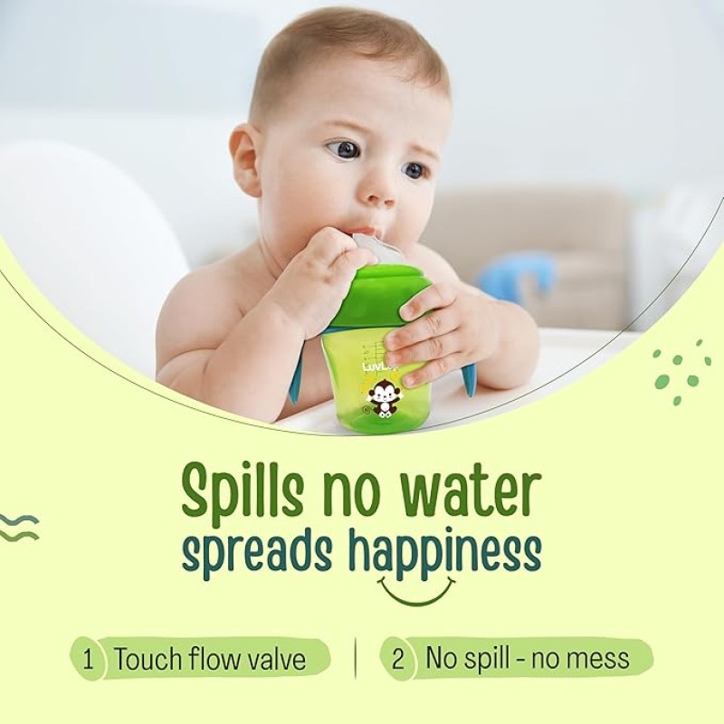 LuvLap Banana Time 150ml Anti Spill, Interchangeable Sipper / Sippy Cup with Soft Silicone Spout and Straw BPA Free, 6m+ (Green) LuvLap Banana Time 150ml Anti Spill, Interchangeable Sipper / Sippy Cup with Soft Silicone Spout and Straw BPA Free, 6m+ (Green)