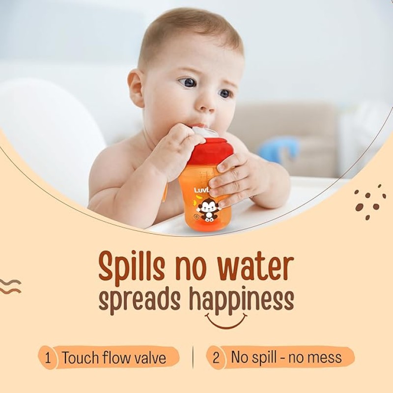 LuvLap Banana Time 150ml Anti Spill, Interchangeable Sipper / Sippy Cup with Soft Silicone Spout and Straw BPA Free, 6m+ (Orange) LuvLap Banana Time 150ml Anti Spill, Interchangeable Sipper / Sippy Cup with Soft Silicone Spout and Straw BPA Free, 6m+ (Orange)