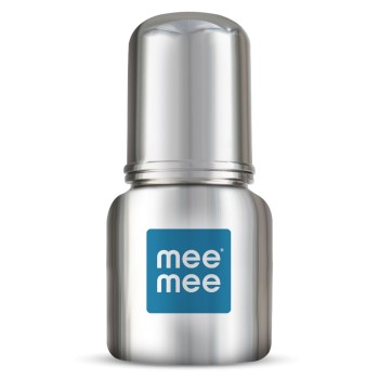 Mee Mee Baby Steel Feeding Bottle 120ml | Baby Milk Bottle with Advanced Anti Colic Valve, BPA Free, Soft Silicone Teat, Slim Neck for Babies/Infants/Newborns of 0-2 Years