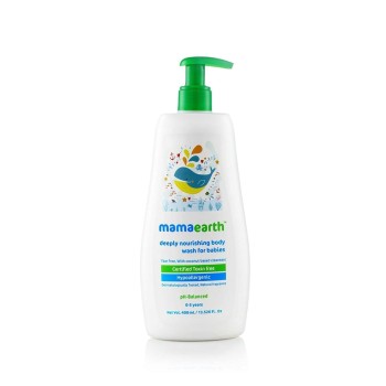 Mamaearth Deeply Nourishing Natural Baby wash (400 ml, 0-5 Yrs), White, Large